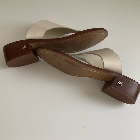 Sam Edelman Jaynee Cream and Brown Slide Sandals - Picture 3 of 5